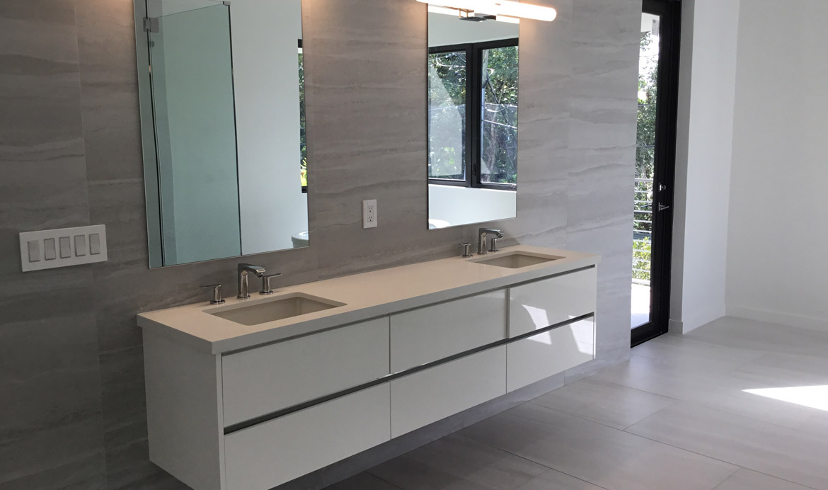 White Double Sink Cabinet